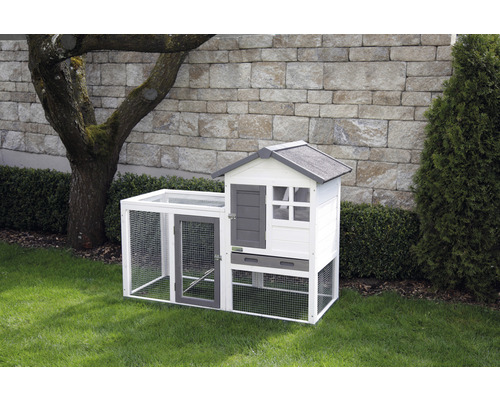 KERBL Knaagdierhok Freetime Luke met ramen en vloer wit 127 x 62 x 98 cm Kippenhok met ren in de tuin