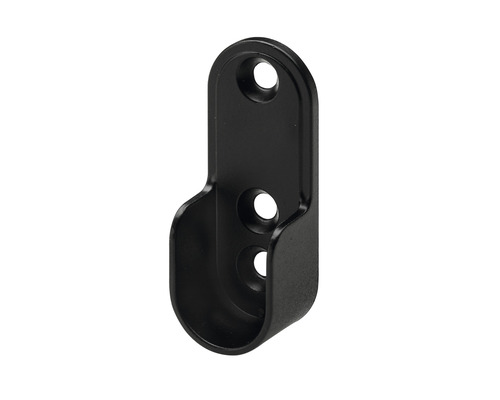 HETTICH Kastroededrager 15x30 mm zwart, 10 stuks Kledingroedehouder van metaal met bevestigingsgaten