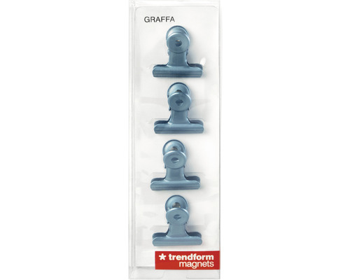 Vier metalen magneten in een verpakking