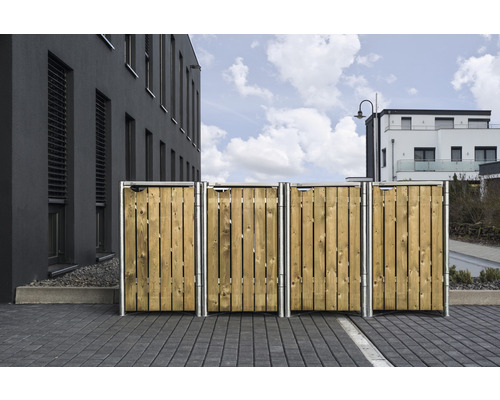 HIDE Containerberging 4 compartimenten hout naturel, 278,8x80,7x115,2 cm