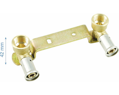 HENCO Messing muurplaat dubbel inbouw 153 mm 16 mm pers x 1/2" binnendraad Dubbele wandschijf met messing schroefverbinding en bevestigingsrail