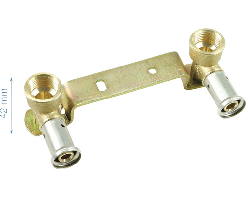 HENCO Messing muurplaat dubbel inbouw 120 mm 16 mm pers x 3/8" binnendraad Dubbele muurschijf met 42 millimeter afstand voor sanitaire installatie
