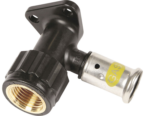 HENCO PVDF Gas muurplaat sanitair 20 mm pers x 1/2" binnendraad Gas T-stuk met wandplaat voor installatie