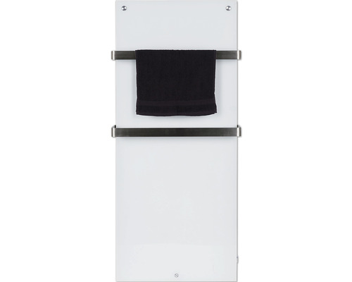 Handdoekverwarmer met twee handdoekhouders en handdoek