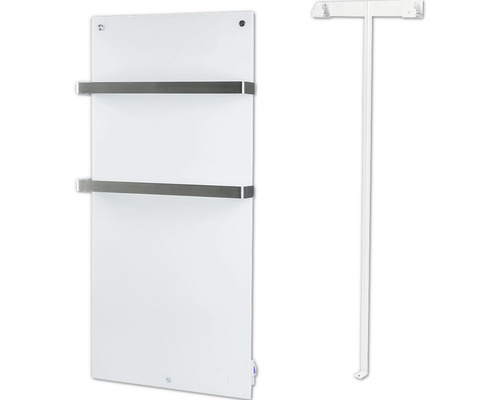 Handdoekradiator met twee handdoekhouders en voet