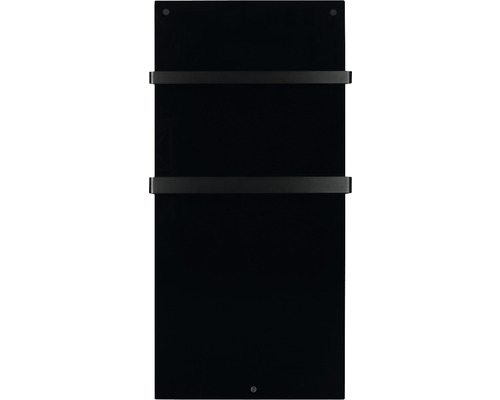 Zwarte handdoekverwarmer met twee handdoekhouders