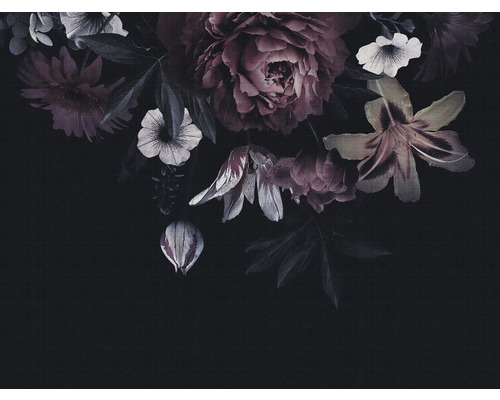 A.S. CRÉATION Fotobehang vlies 38279-1 The Wall bouquet 371x280 cm Donkere achtergrond met bloemenpatroon voor wanddecoratie
