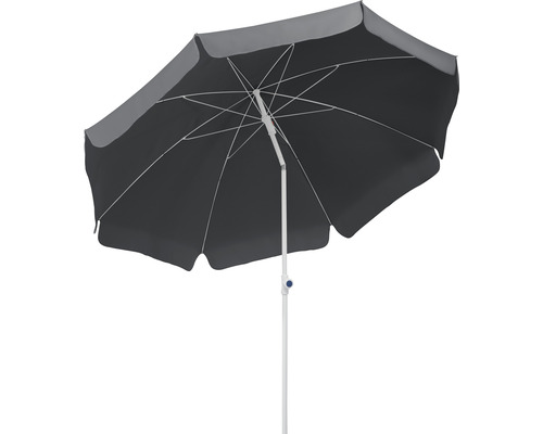 Parasol met grijze bekleding en wit frame
