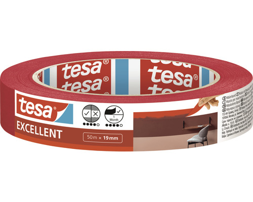 TESA Excellent schilderstape rood 19 mm x 50 m Tesa Excellent schilderstape, 50 meter bij 19 millimeter
