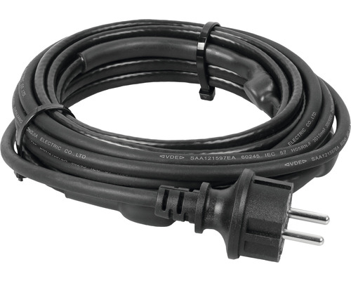 Zwarte elektriciteitskabel met stekker, opgerold