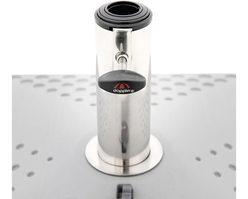 Doppler Logo op een parasolvoet