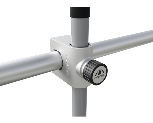 Detailopname van een Doppler parasolhouder met stelschroef