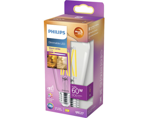 Philips LED lamp in verpakking, dimbaar, warm wit, E27 fitting