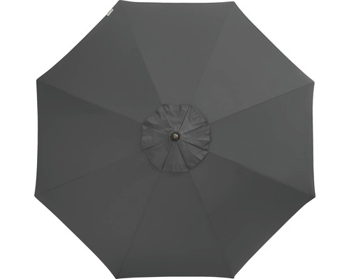 Bovenaanzicht van een grijze parasol