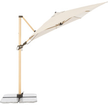 Vrijhangende parasol met houten frame en granieten voet