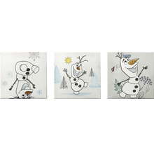 Drie vierkante muurschilderingen met Olaf-motieven uit Frozen