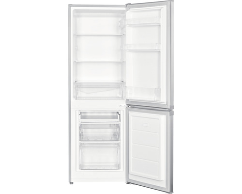 Geopende koel-vriescombinatie met planken en lades