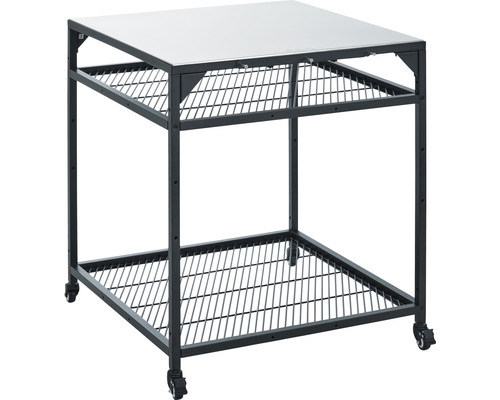 Serveerwagen met twee draadroosters en wielen