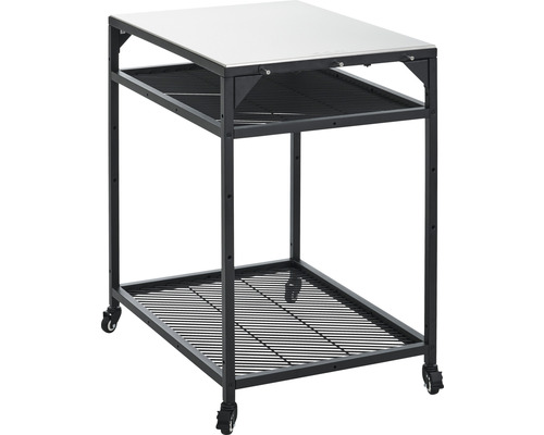 Serveertrolley met roestvrij stalen blad en twee opbergvakken