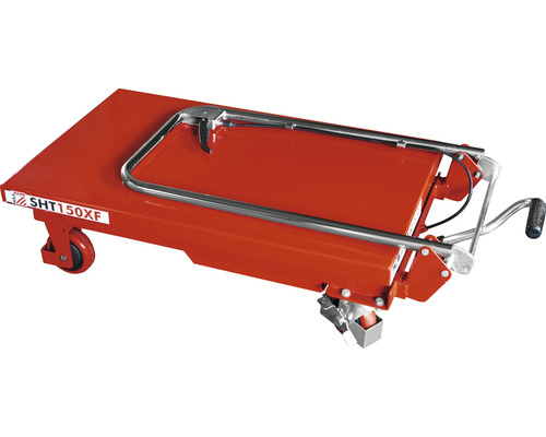 Rode werkplaatswagen met heffunctie