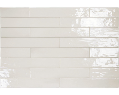 Wandtegel handvorm Artcore white 6,5x40 cm Rechthoekige tegels naast elkaar geplaatst