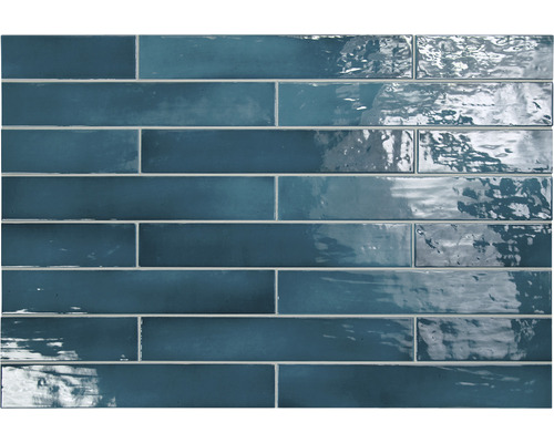 Wandtegel handvorm Artcore glacier 6x40 cm Rechthoekige tegels in blauwe kleur