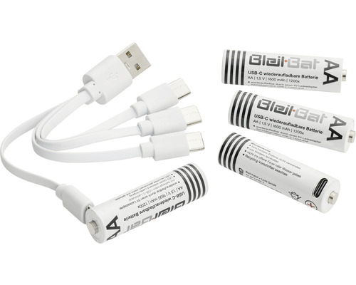BLEIL Oplaadbare batterij AA 1,5V USB-C, 4 stuks
