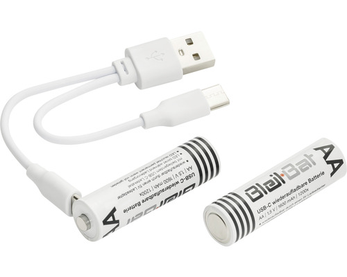 BLEIL Oplaadbare batterij AA 1,5V USB-C, 2 stuks