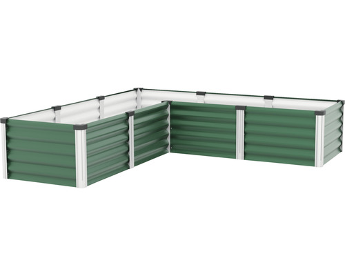 L-vormige metalen verhoogde tuinbak voor de tuin
