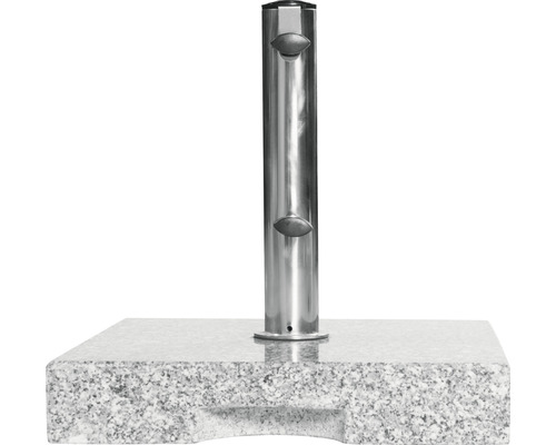 Granieten parasolvoet met roestvrijstalen buis