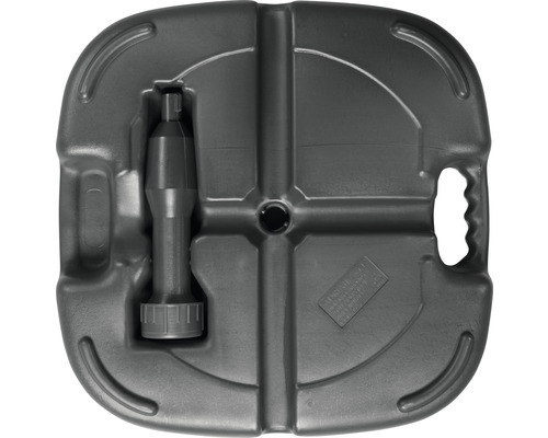 Vierkante parasolvoet van kunststof met vulstuk en handvat