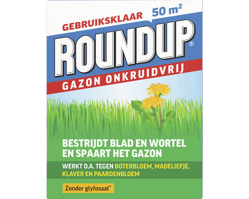 ROUNDUP Gazon onkruidvrij 1 kg - zonder glyfosaat Roundup Gebruiksklaar 50 vierkante meter gazon onkruidvrij productverpakking