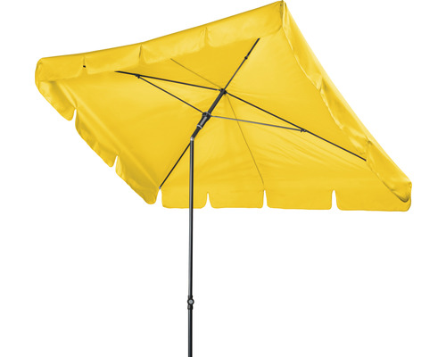 Gele vierkante parasol met metalen frame