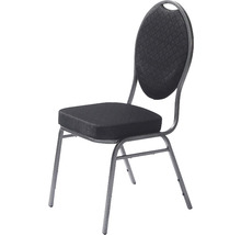 Stoel met metalen frame en gestoffeerde zitting en rugleuning