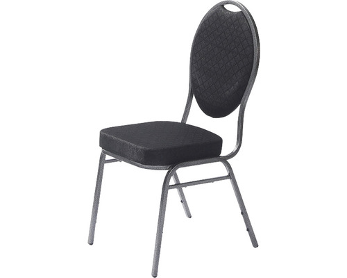 Stoel met metalen frame en gestoffeerde zitting en rugleuning