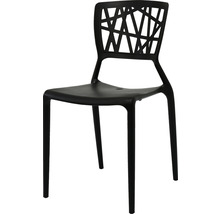 Zwarte kunststof stoel met open rugleuningontwerp voor buiten
