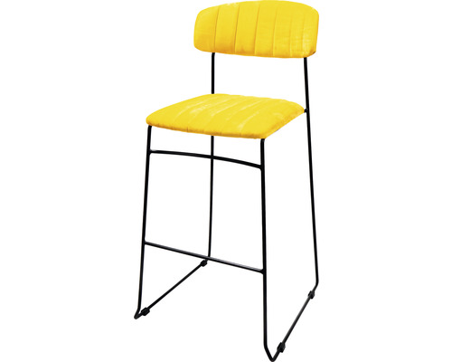 Gele barkruk met zwart metalen frame