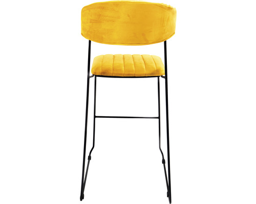 Barstoel met zitting en rugleuning van velvet en een metalen frame.