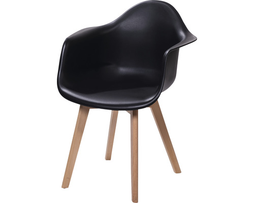 Zwarte stoel met houten poten