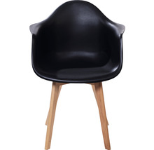 Zwarte armstoel met houten poten