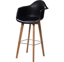 Barkruk met houten poten en armleuning