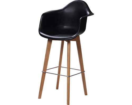 Barkruk met houten poten en armleuning