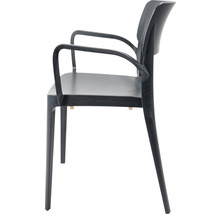 Kunststof stoel met armleuningen, zijaanzicht