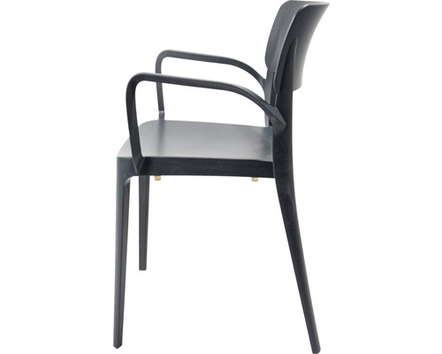 Kunststof stoel met armleuningen, zijaanzicht