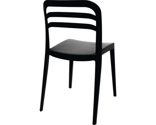 Zwarte stoel met rugleuning en vier poten