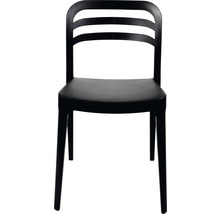 Zwarte stoel met lattenpatroon in de rugleuning