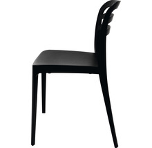 Zwarte kunststof stoel, zijaanzicht