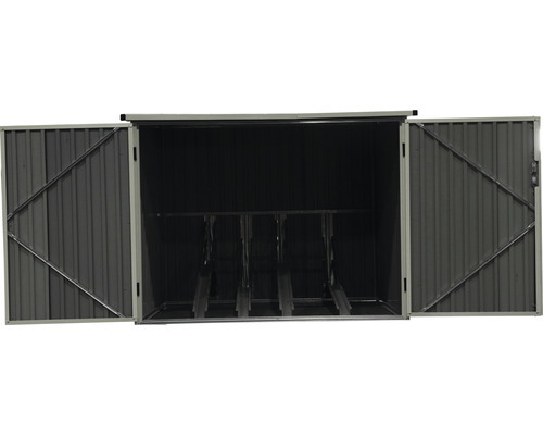 Open metalen fietsenschuur met fietsenrek