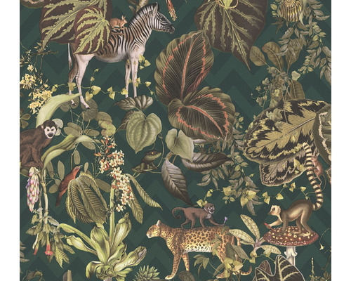 A.S. CRÉATION Vliesbehang 37990-2 Michalsky 4 jungle groen Behang met jungle motieven van zebra, apen, luipaard en tropische planten