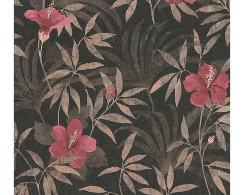 A.S. CRÉATION Vliesbehang 38028-3 Cuba bloemen bruin rood Behang met bloemmotief, bladeren en hibiscusbloemen
